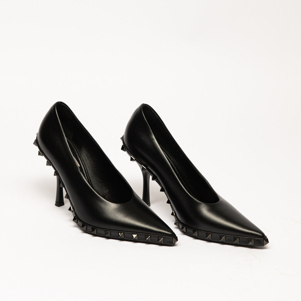 Valentino Black Leather Rockstud Pumps