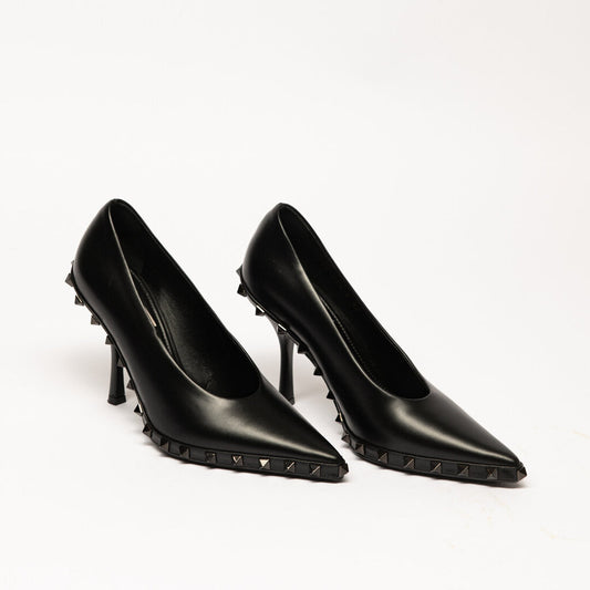 Valentino Black Leather Rockstud Pumps
