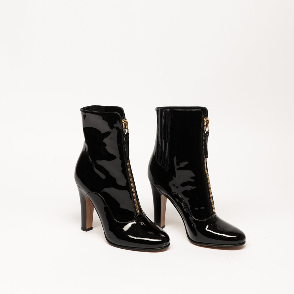 Valentino Black Patent Zip Up Boots