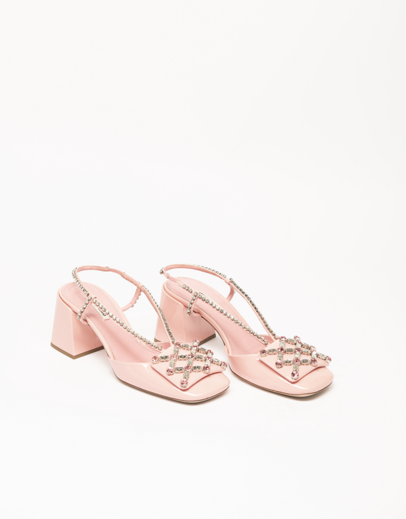 Miu Miu Pink Patent & Crystal Slingbacks