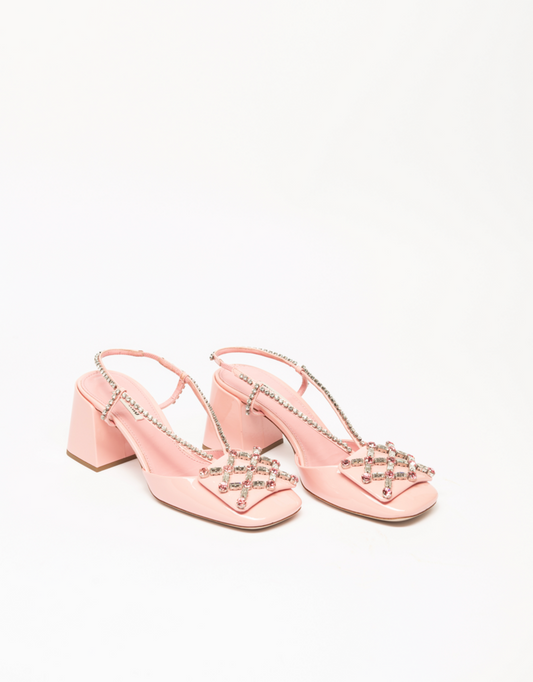 Miu Miu Pink Patent & Crystal Slingbacks
