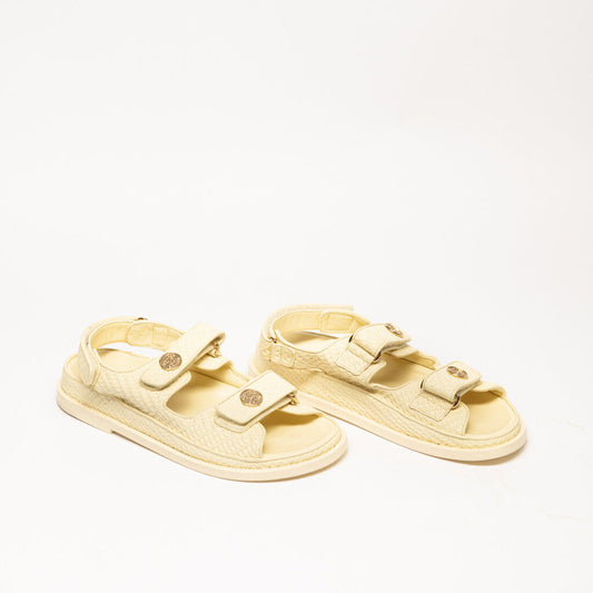 Chanel Yellow Leather Woven Dad Sandal