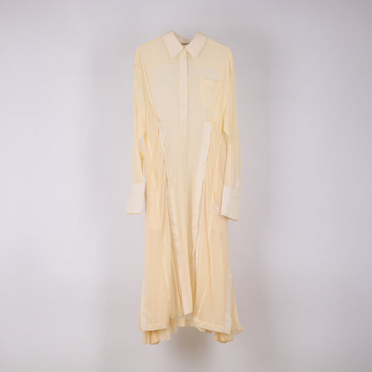 Peter Do Cream Pleated Shirt Dress