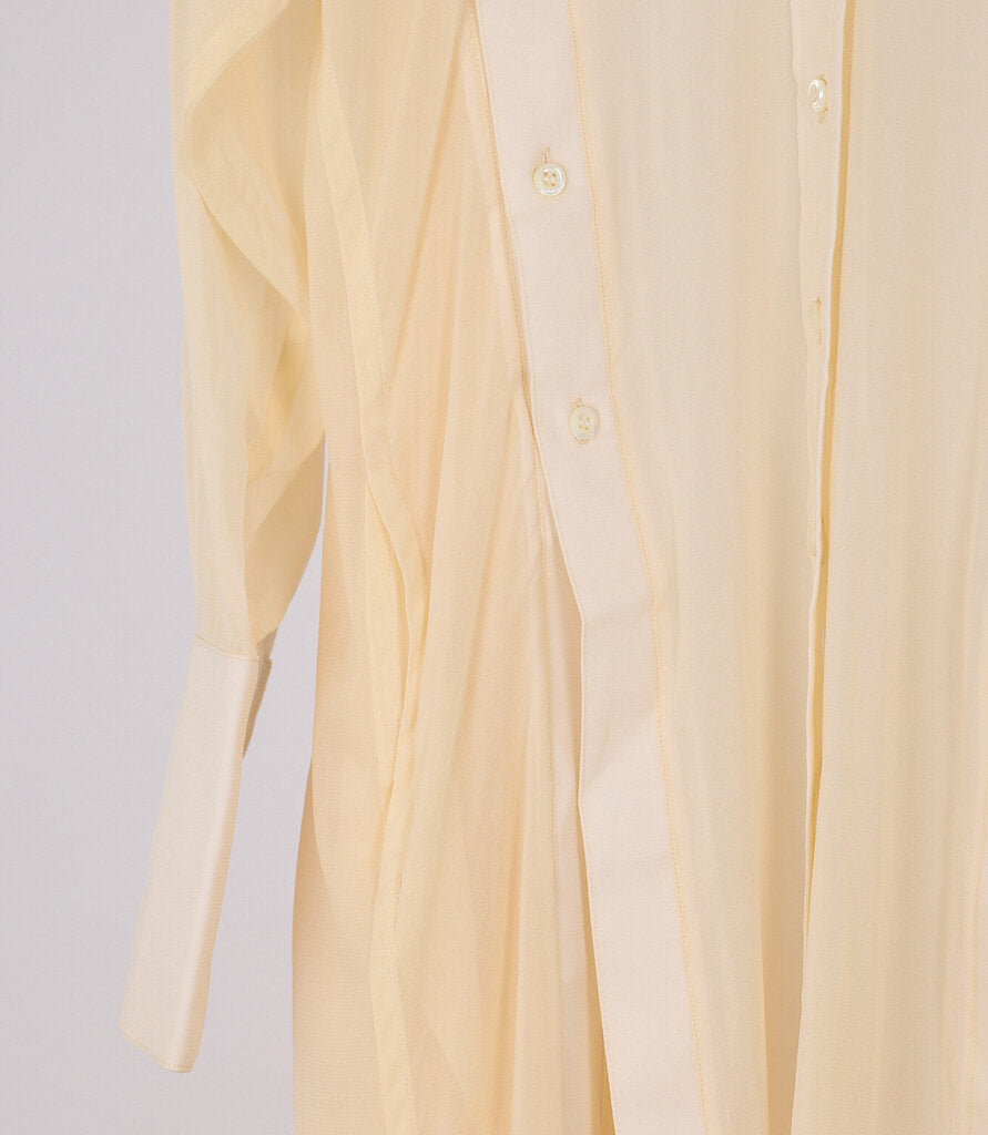Peter Do Cream Pleated Shirt Dress