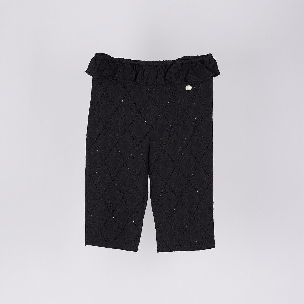 Chanel Black Poly Ruffle Pointelle Shorts