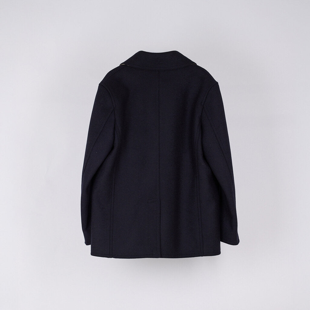 Burberry Navy Wool Double Breasted Pea Coat