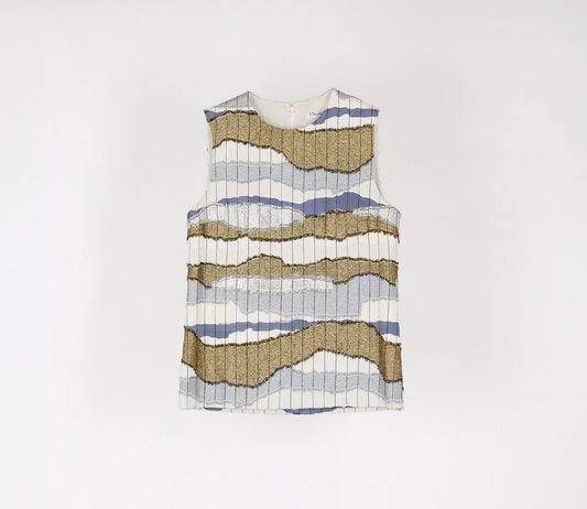 Christian Dior 2016 White Gold Metallic Stripe Top