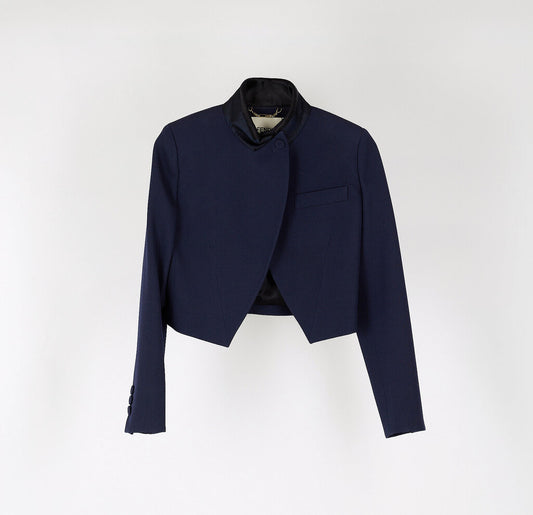Fendi Navy Black Trim Bolero Jacket
