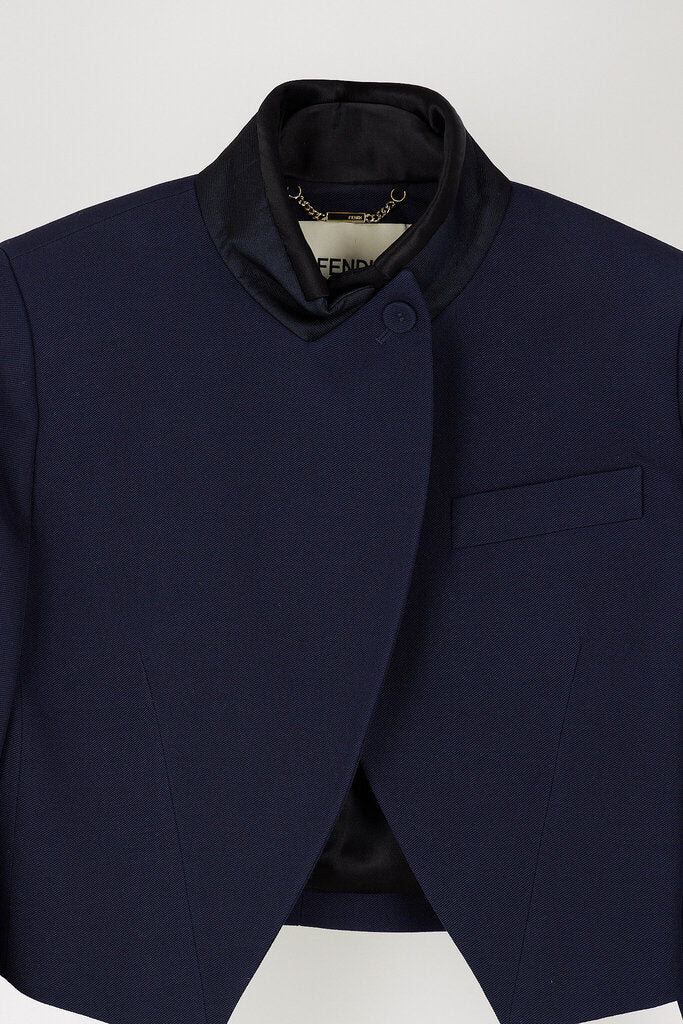 Fendi Navy Black Trim Bolero Jacket