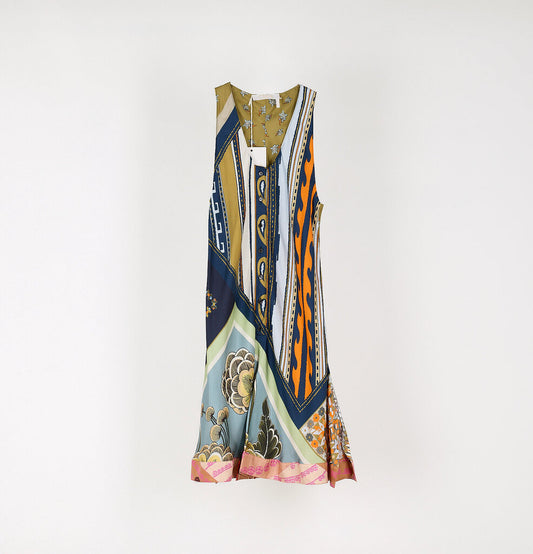 Chloe Multi Color Silk Sleeveless Dress