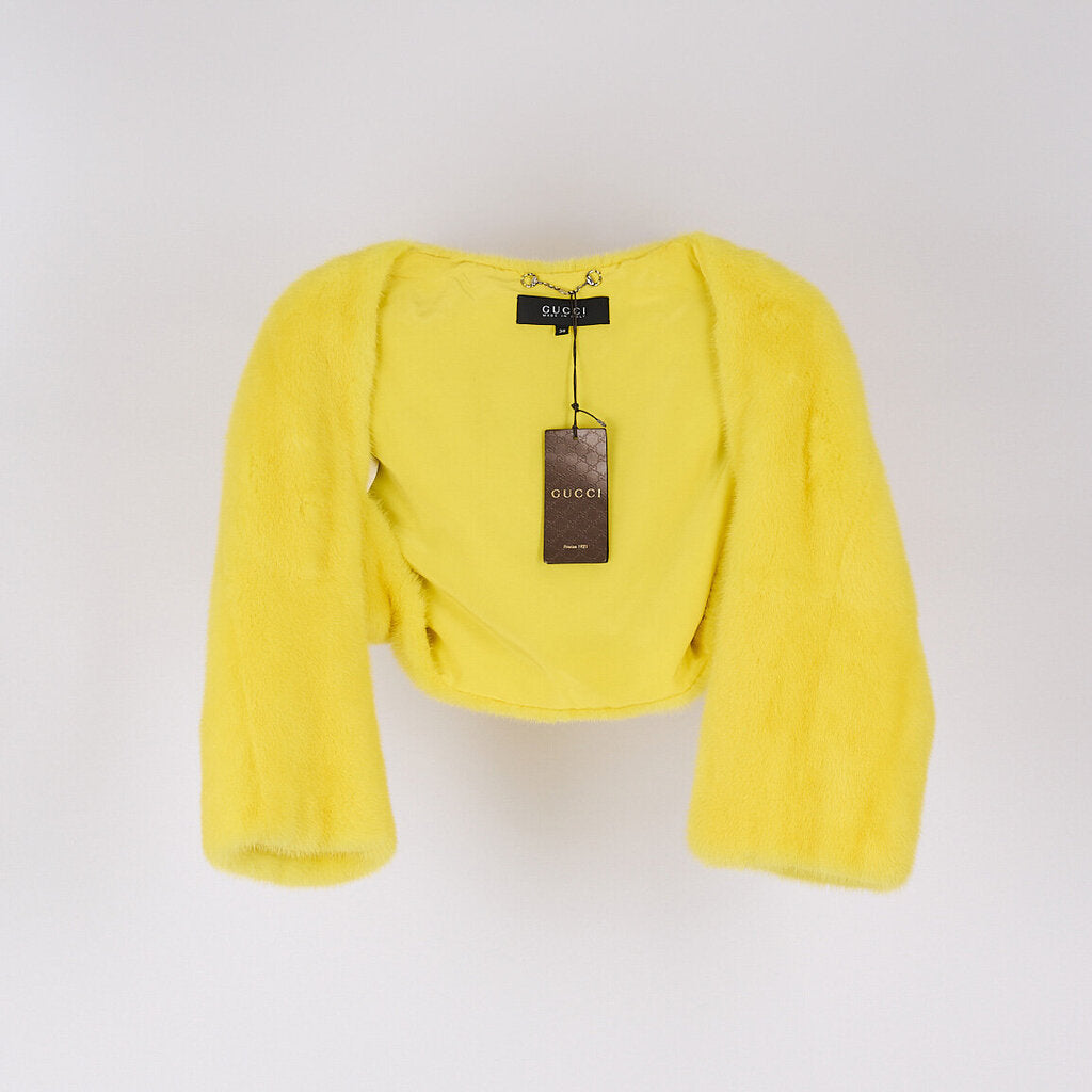 Gucci Acid Yellow Mink Fur Shawl