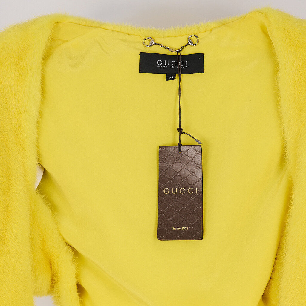 Gucci Acid Yellow Mink Fur Shawl