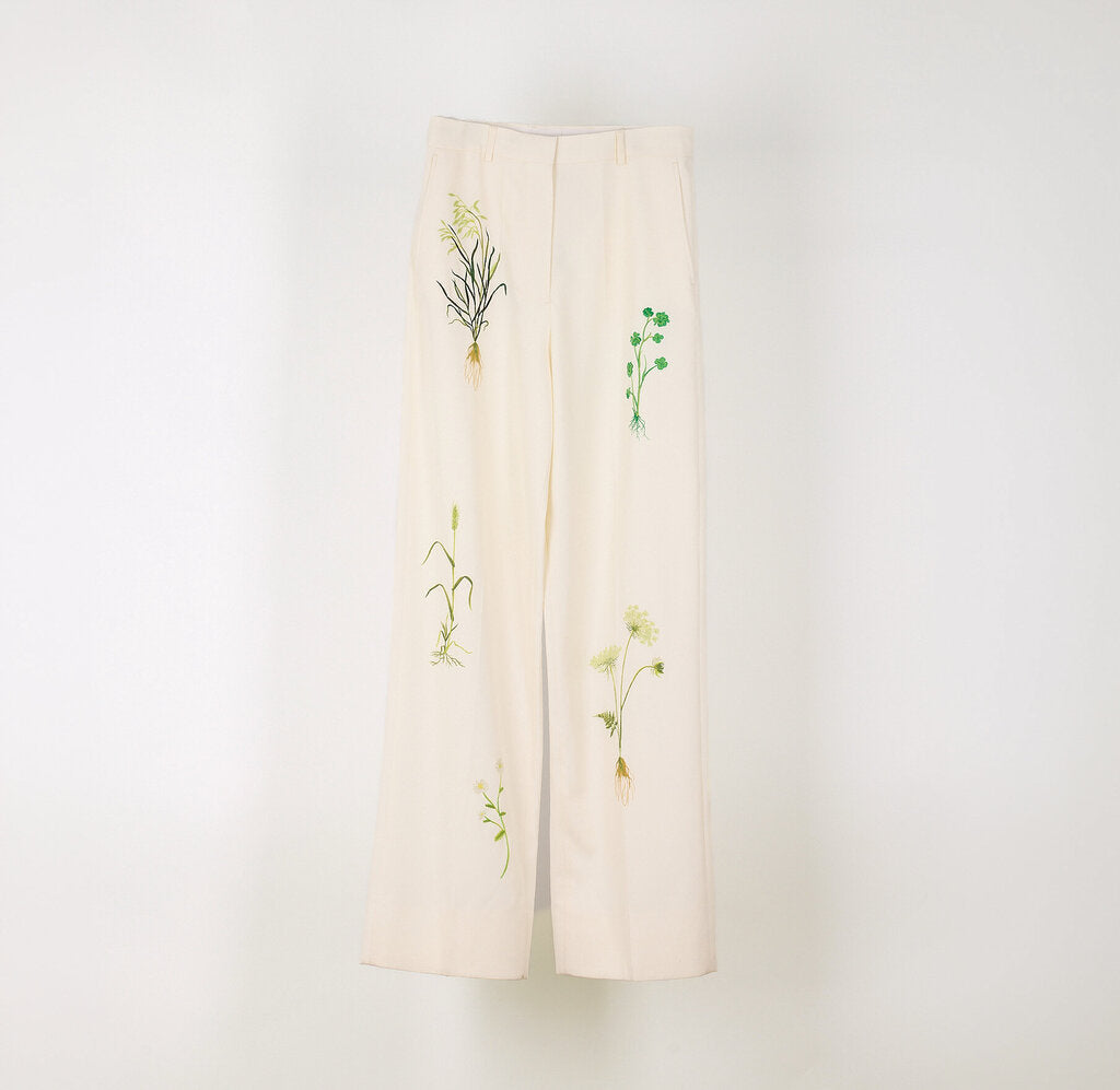 Stella McCartney 2025 Floral Embroidered Wide Leg Pants