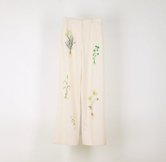 Stella McCartney 2025 Floral Embroidered Wide Leg Pants