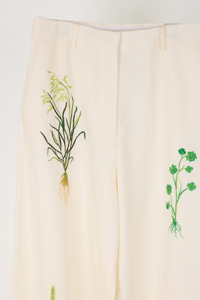 Stella McCartney 2025 Floral Embroidered Wide Leg Pants