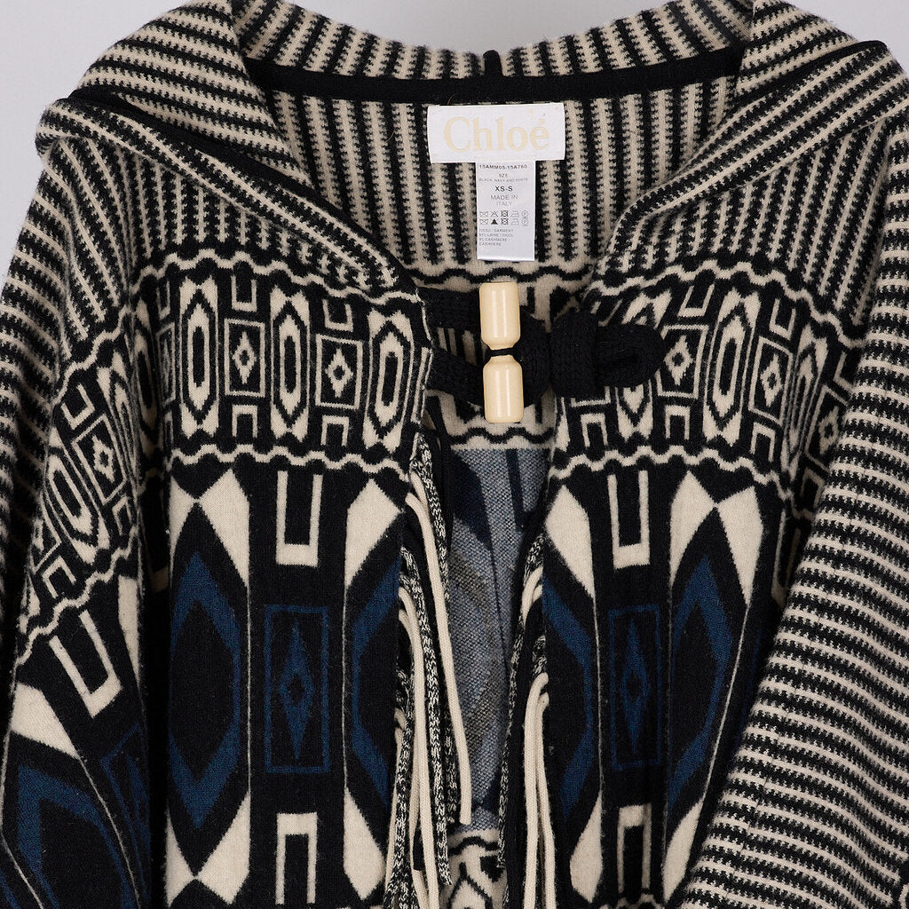 Chloe Multicolor Wool Pattern Poncho
