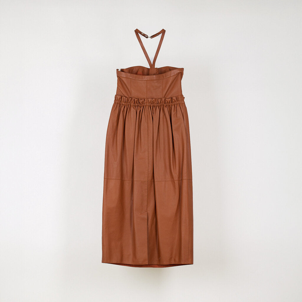 Hermès 2022 Brown Leather Bustier Dress