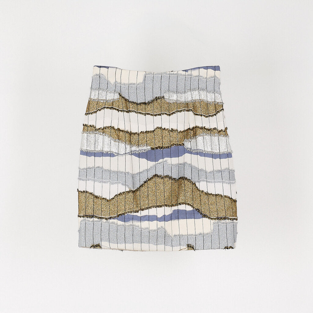 Christian Dior 2016 White & Gold Metallic Stripe Skirt