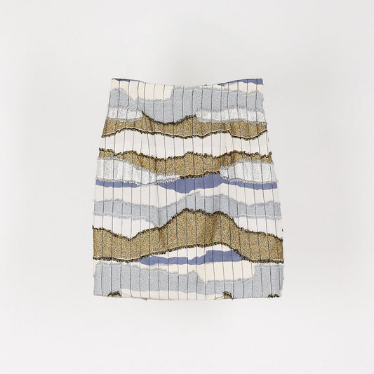 Christian Dior 2016 White & Gold Metallic Stripe Skirt