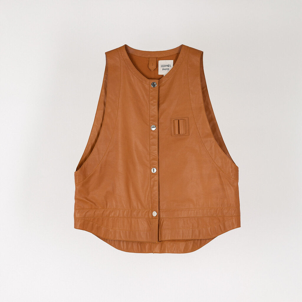 Hermes Brown Leather Vest