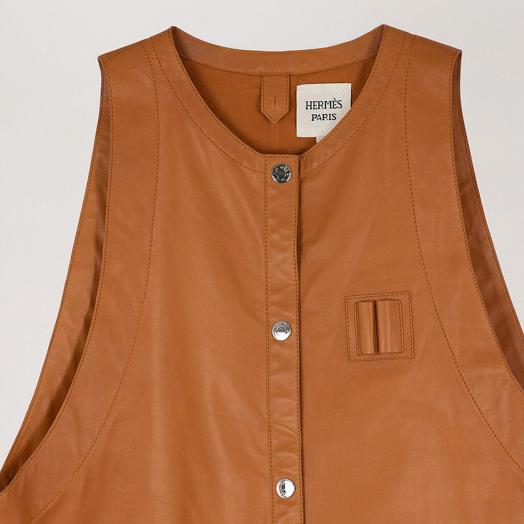 Hermes Brown Leather Vest