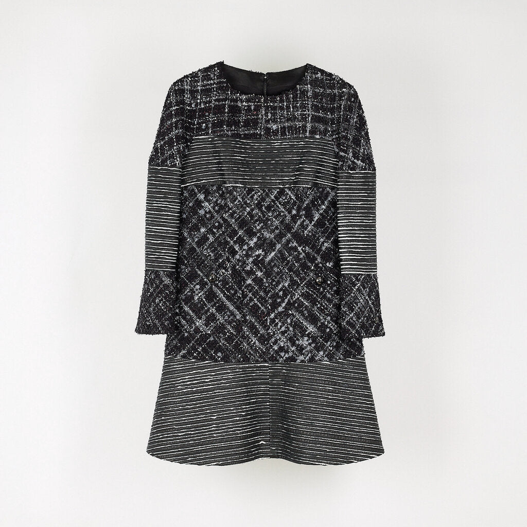 Chanel 2013 Runway Black & White Wool Tweed Dress