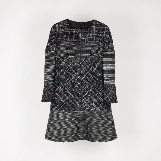 Chanel 2013 Runway Black & White Wool Tweed Dress