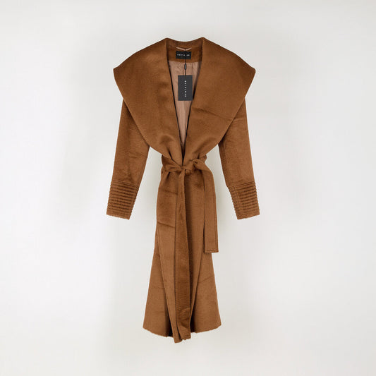 Sentaler Brown Alpaca Long Shawl Wrap Coat