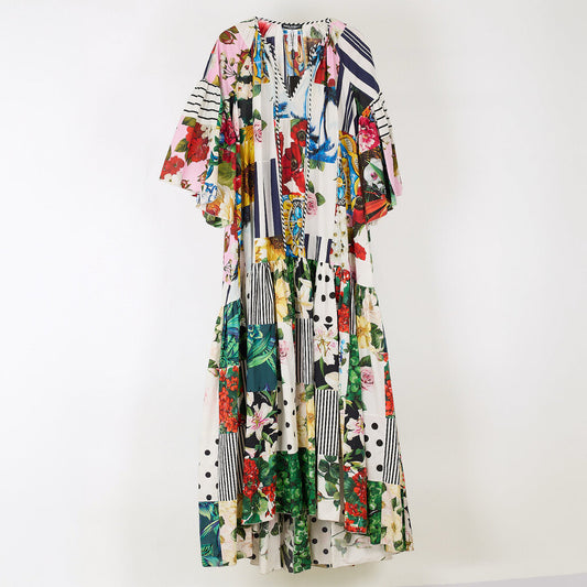 Dolce & Gabbana Multicolor Printed Cotton Maxi Kaftan