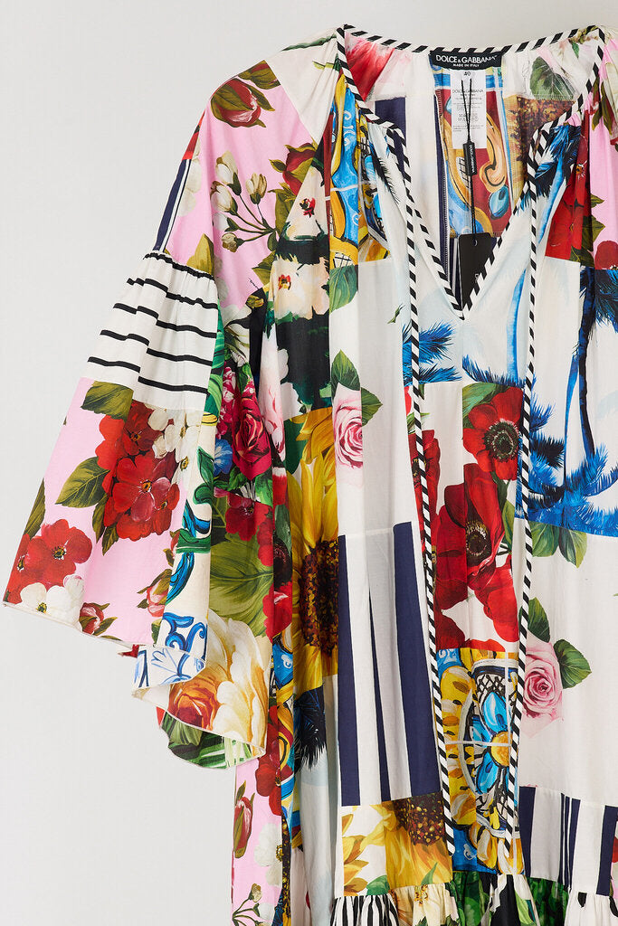 Dolce & Gabbana Multicolor Printed Cotton Maxi Kaftan