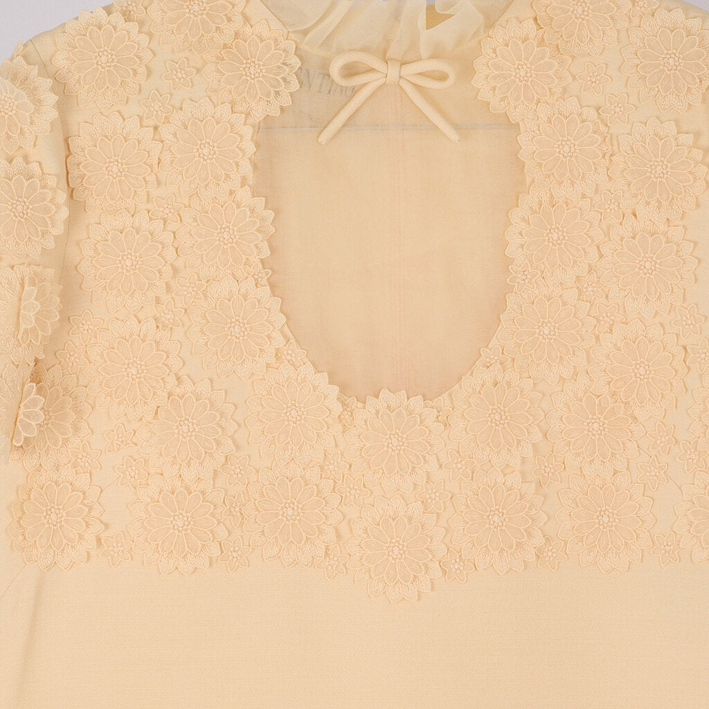 Valentino 2025 Cream Virgin Wool & Silk Floral Lace Mini Dress