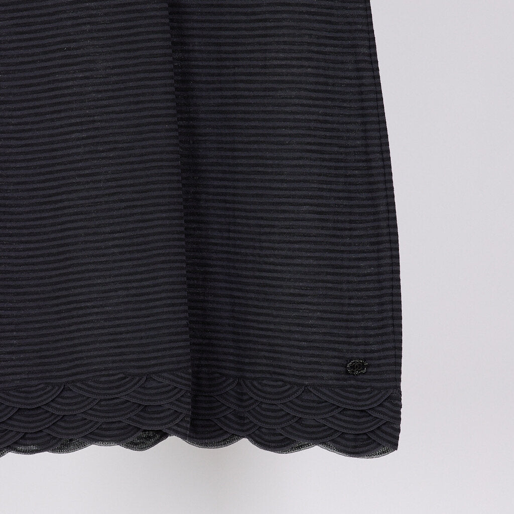 Chanel Grey & Black Stripe Cotton Shirt Dress
