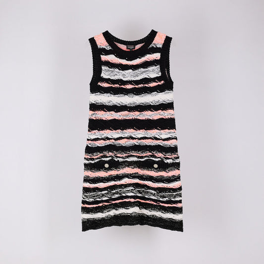 Chanel 2020 Pink & Black Knit Swing Dress