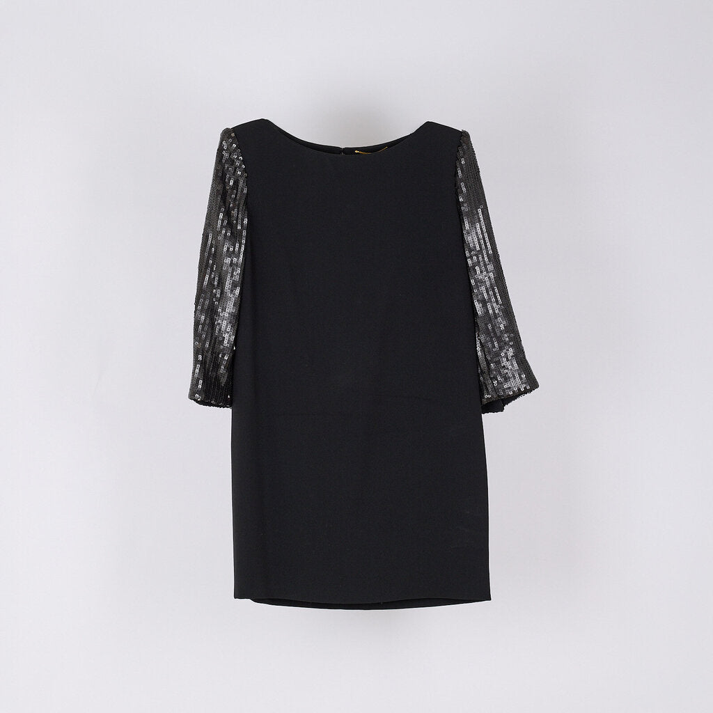 Saint Laurent 2012 Black Acetate Sequin Sleeve Dress