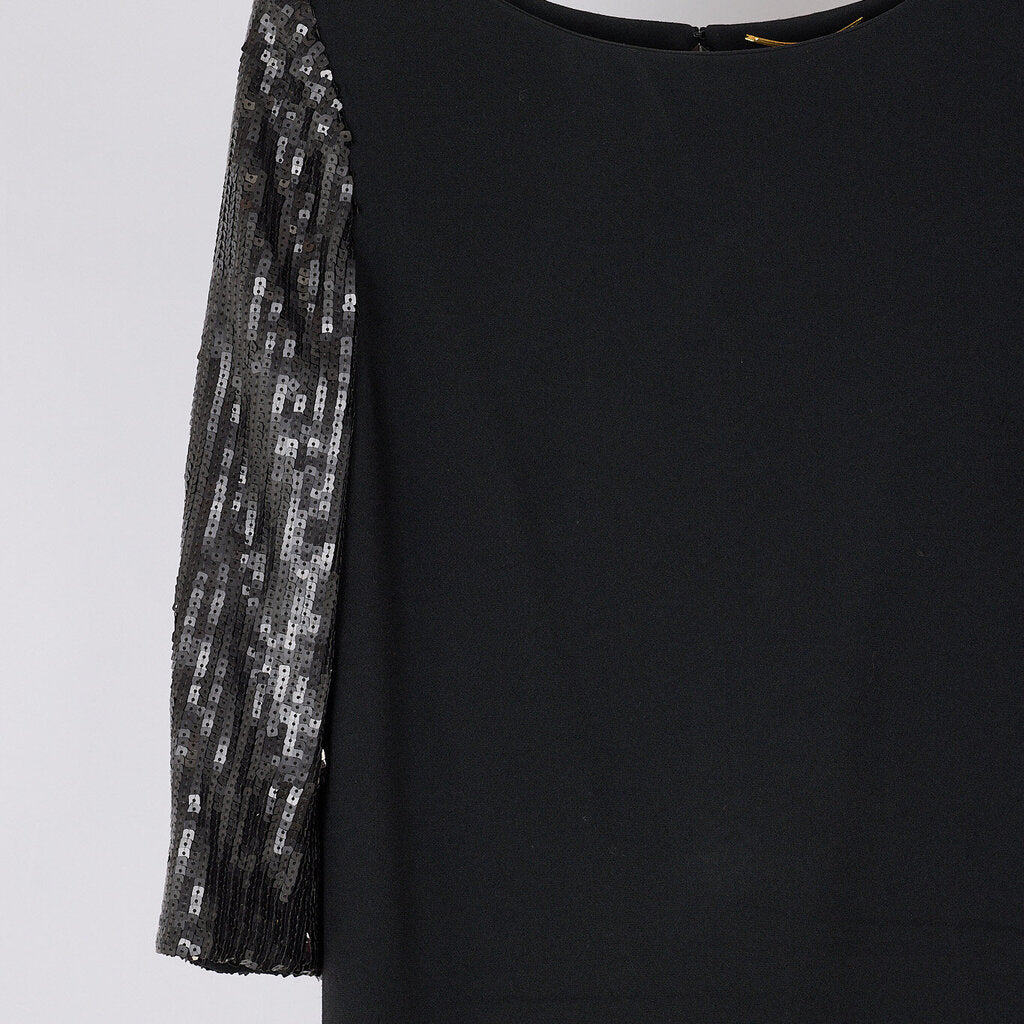 Saint Laurent 2012 Black Acetate Sequin Sleeve Dress
