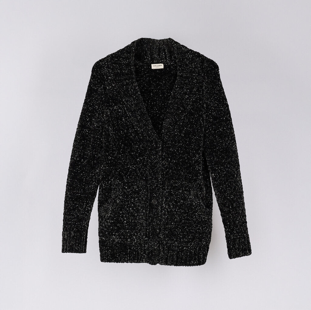 Saint Laurent 2019 Black Acetate Metallic Cardigan
