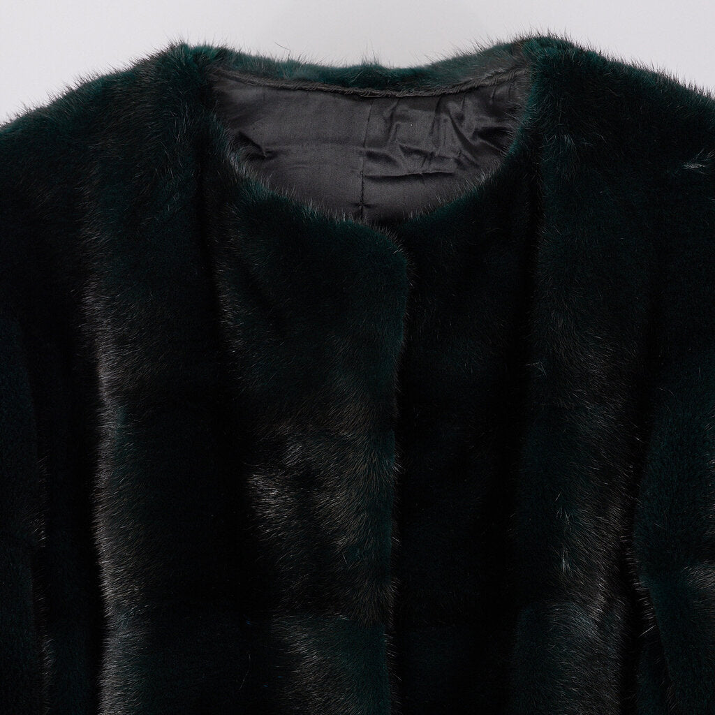 Lilly E Violetta Green Mink Cropped Jacket
