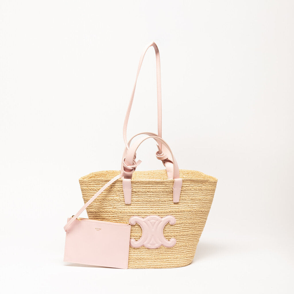 Celine Pink Straw & Leather Bag