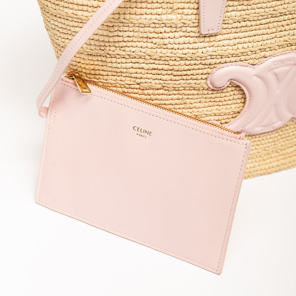 Celine Pink Straw & Leather Bag