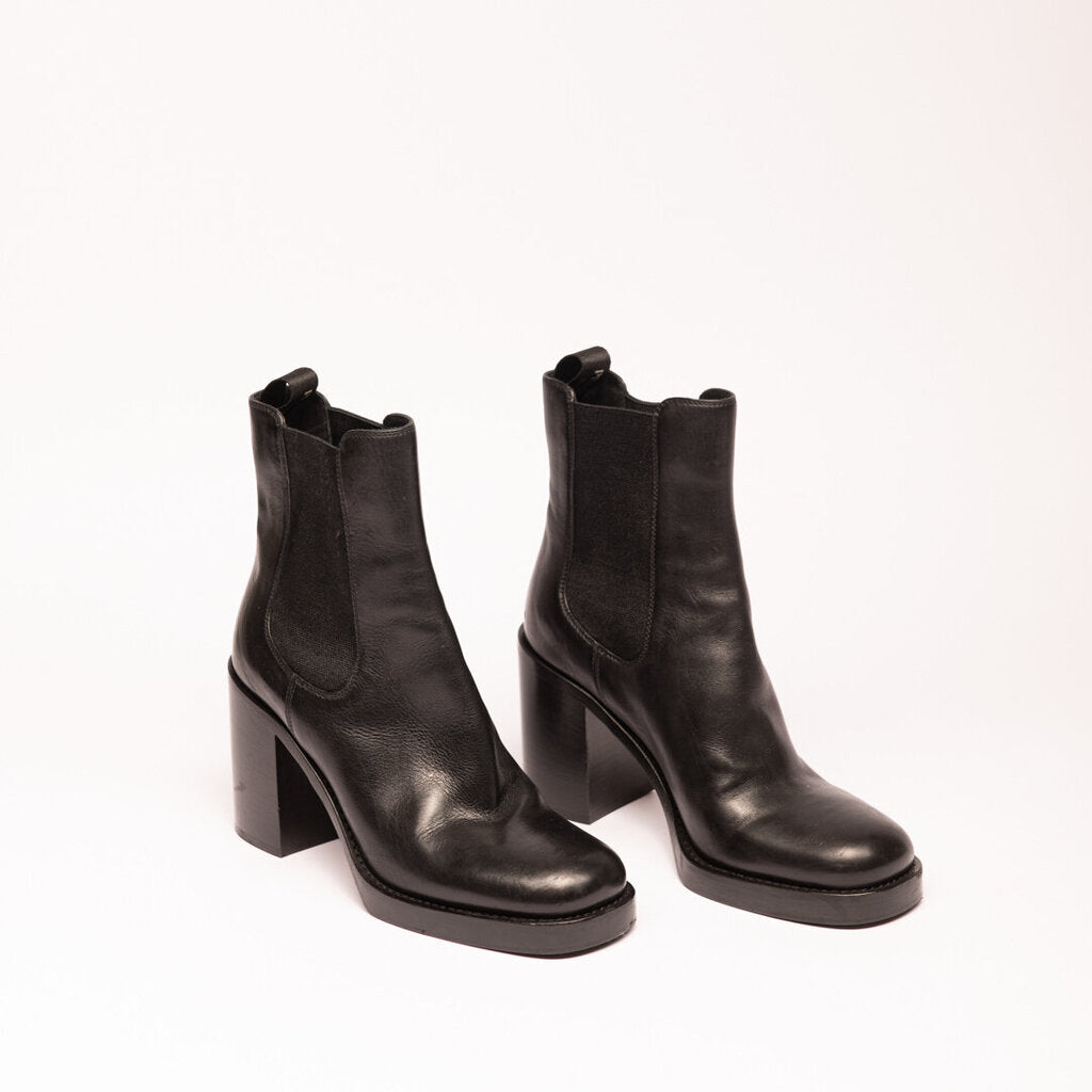 Prada Black Leather Heeled Chelsea Boots