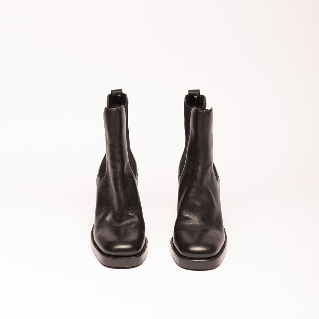 Prada Black Leather Heeled Chelsea Boots