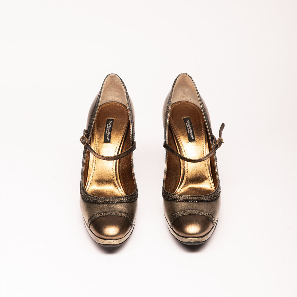 Dolce & Gabbana Gold Platform MaryJane Pump