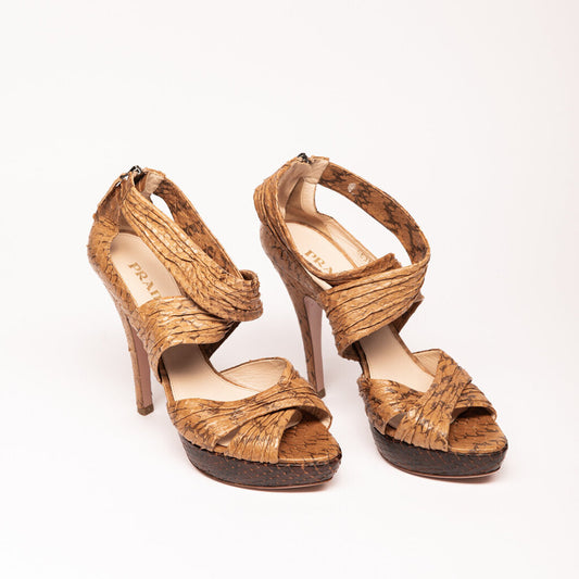Prada Snakeskin Wrap Pumps