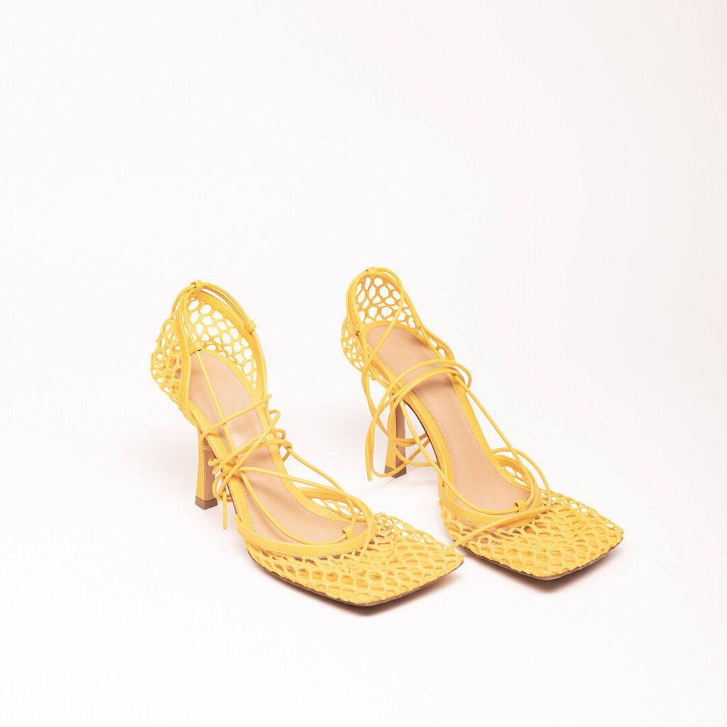 Bottega Veneta Yellow Woven Heels