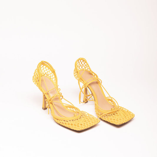 Bottega Veneta Yellow Woven Heels