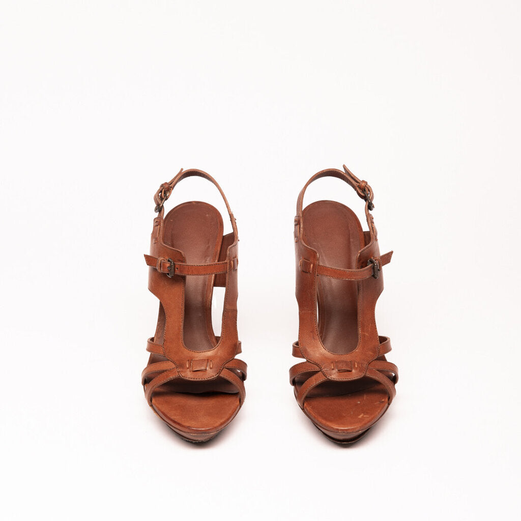Bottega Veneta Brown Leather Heeled Sandals