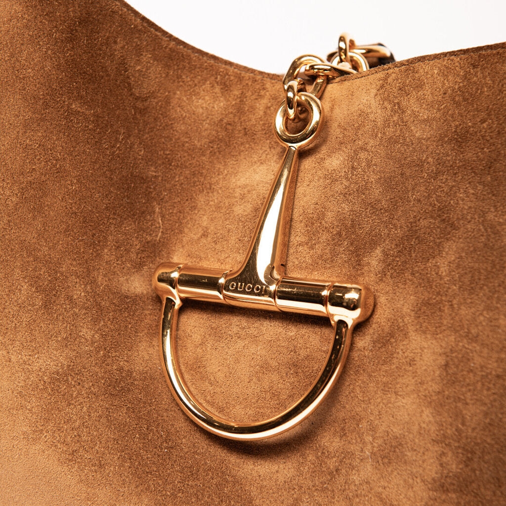 Gucci Brown Suede Softbit Maxi Shoulder Bag