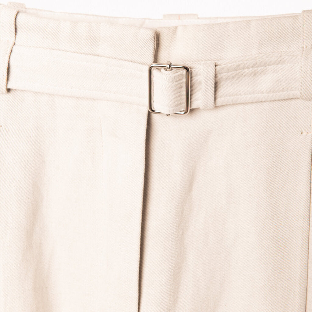 Proenza Schouler Linen & Leather Belted Wide Leg Pant