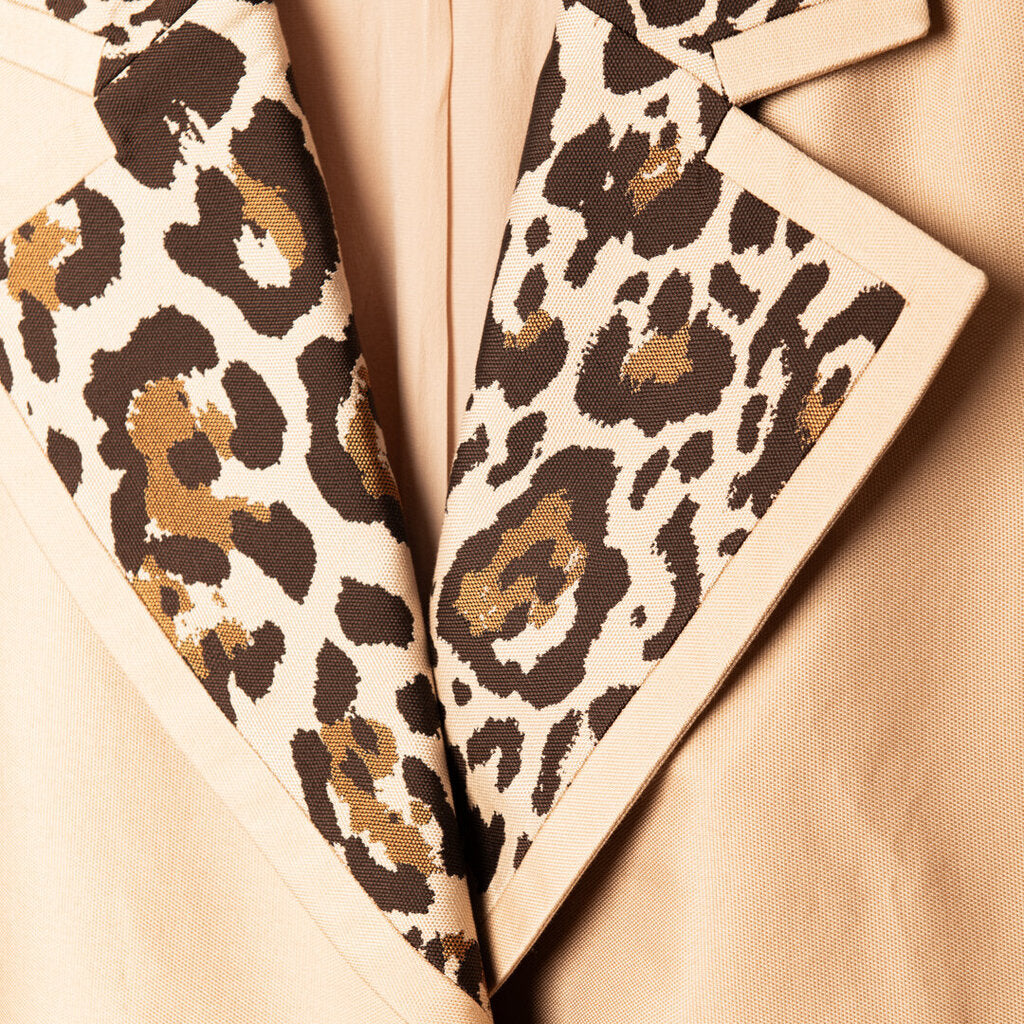 Christian Dior Beige Cotton& Silk Jacket With Leopard Lapel
