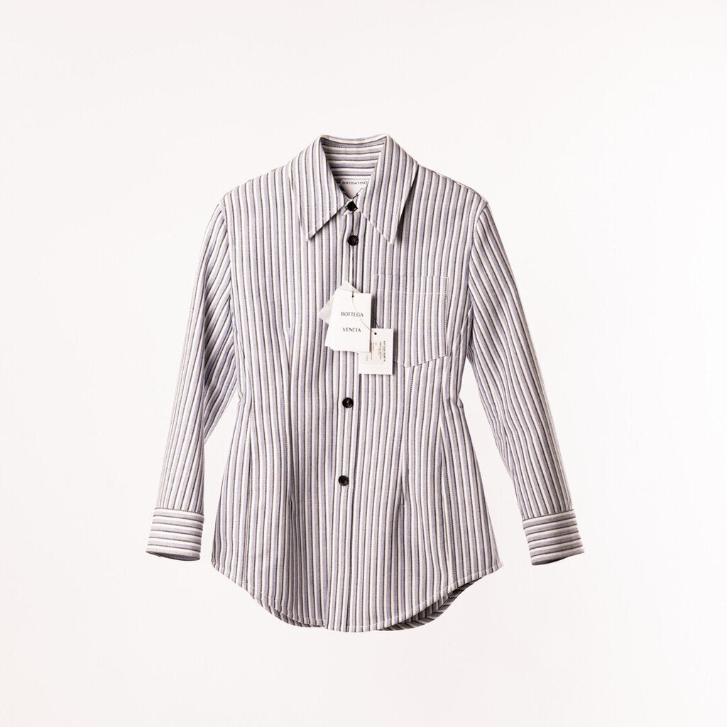 Bottega Veneta Blue & White Cotton Stripe Jacket